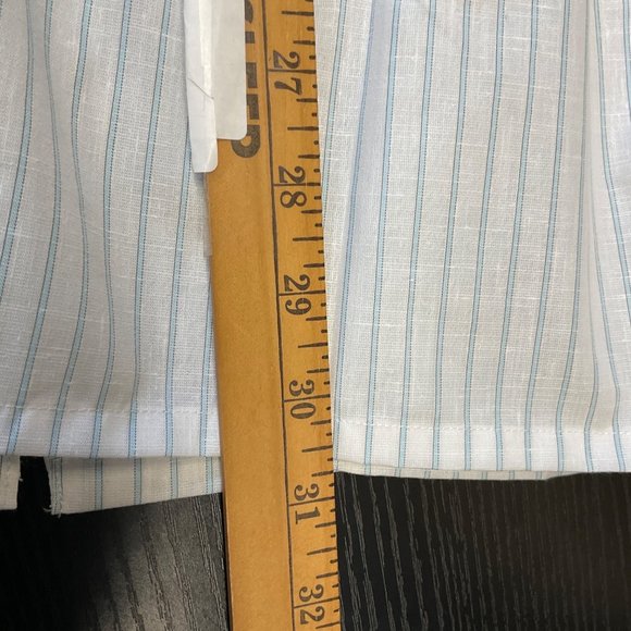 Gold Cuff Mens Long Sleeve Striped Shirt Size 44  Button Front Blue/White - Picture 6 of 9